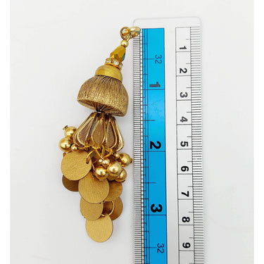 Handcrafted Antique Gold Tassels Latkan In Gold Sequins and Pearl Beads, Indian Latkans, Sewing Latkans